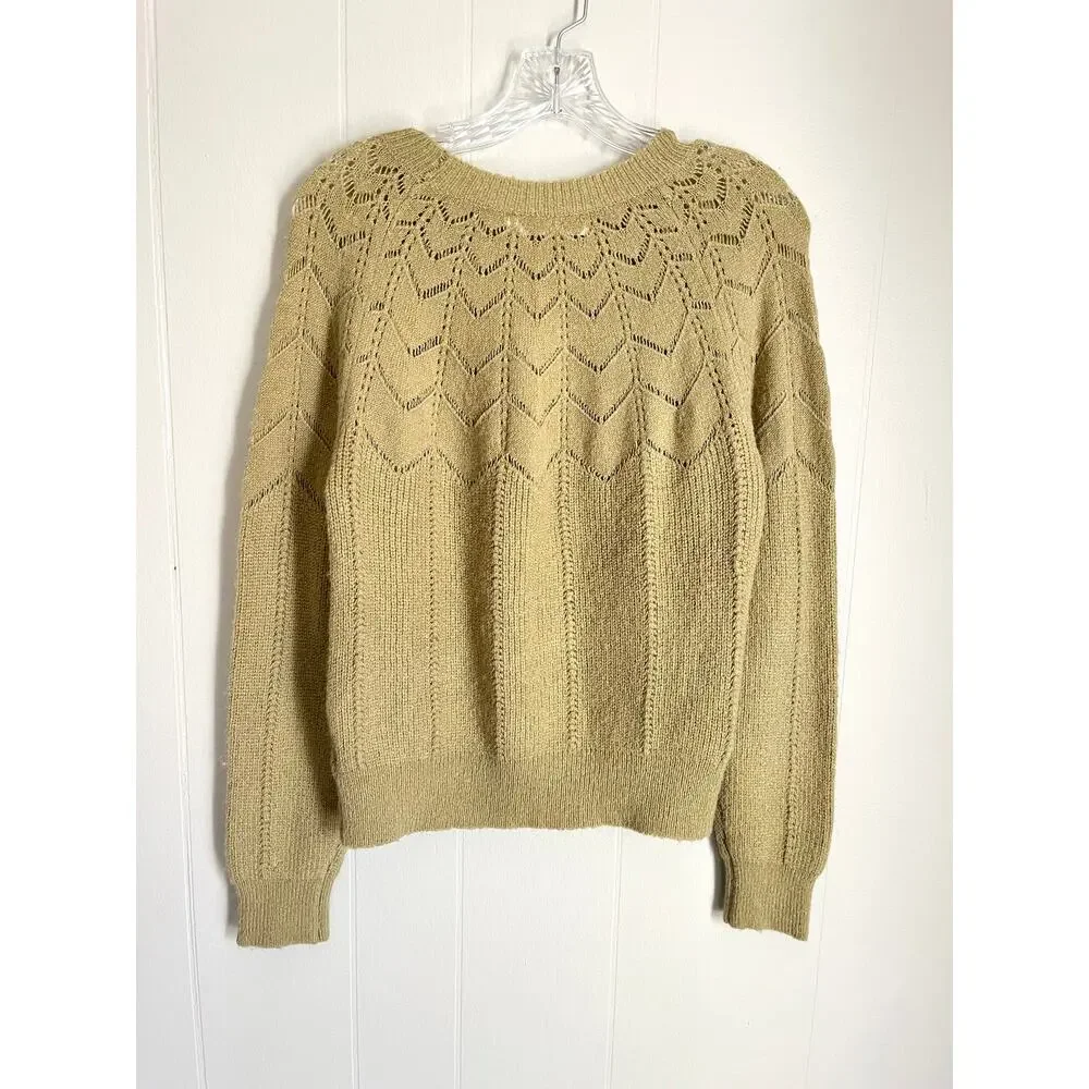 ASTR The Label‎ Dia Pointelle Sweater Medium Dusty Sage Green Quiet Luxury